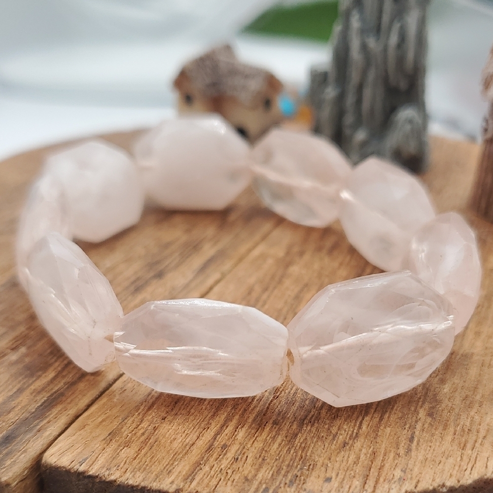 Pink Faux Quartz Look Stretch Bracelet B3419 Cute Botique Find